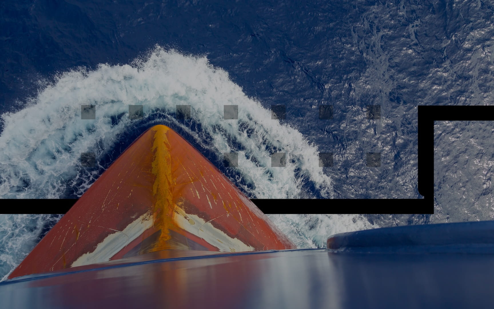 Ship bow underway at sea during ocean transport
